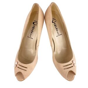 Jeffrey Campbell Embossed Suede Leather Heels Women's 10 Luxury Open Toe Pumps